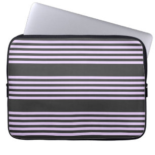 Housse Pour Ordinateur Portable Lilac violet et charbon de bois cinq bandes motif