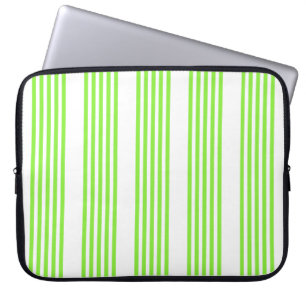 Housse Pour Ordinateur Portable Lime vert et blanc cinq bandes motif