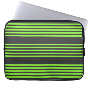Housse Pour Ordinateur Portable Lime vert et charbon de bois cinq bandes motif