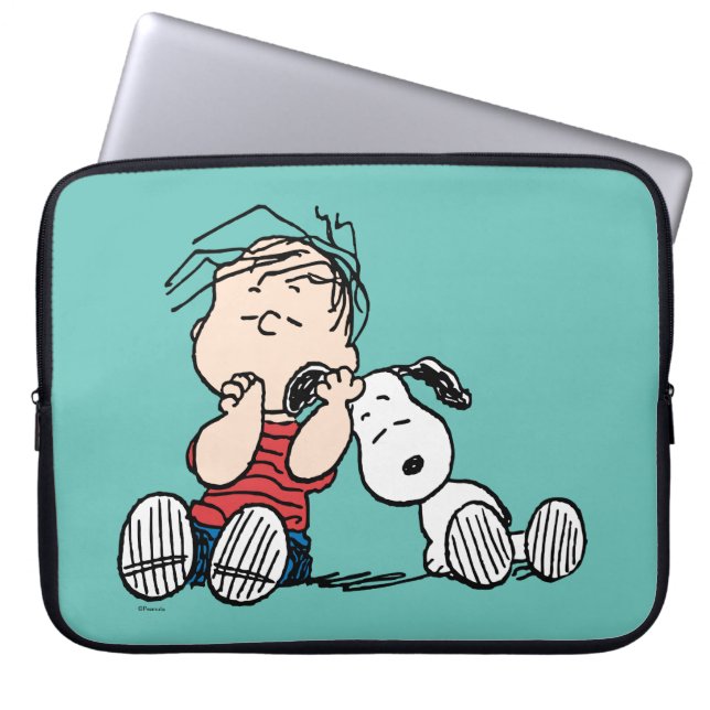 Housse Pour Ordinateur Portable Linus consolé avec l'oreille de Snoopy (Devant)
