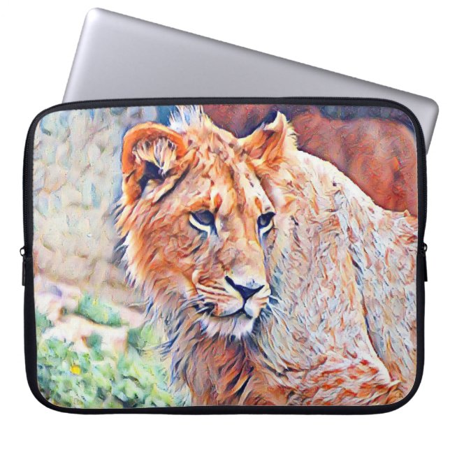 Housse Pour Ordinateur Portable lion d'aquarell (Devant)
