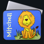 Housse Pour Ordinateur Portable Lion graphique prénom bleu enfants ordinateur port<br><div class="desc">Coque portable pour lion amusant enfant parfait pour un grand amoureux des animaux de chat. Un grand cadeau pour un enfant à prendre à la pratique d'domptage de lions, les sports et les clubs après l'école. Le coque dit : "Mitchell" ou personnalisez ce coque avec le nom de votre choix....</div>