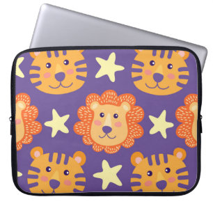 Housse Pour Ordinateur Portable Lions et tigres de dessin : Vintage