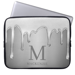 Housse Pour Ordinateur Portable Liquide Chrome Drives Silver Metal Monogramme