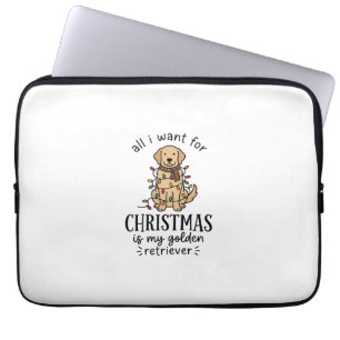 Housse Pour Ordinateur Portable Liste de souhaits de retriever doré de Noël Design