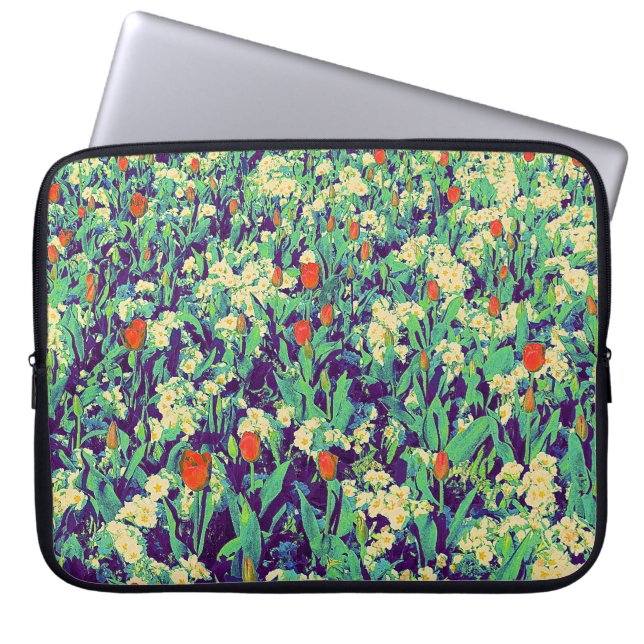 Housse Pour Ordinateur Portable Lit à fleurs psychédélique 03 (Devant)