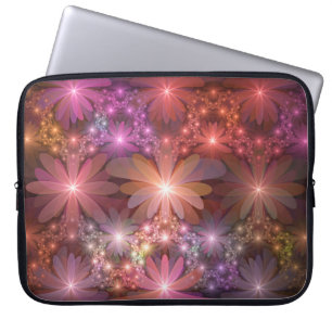 Housse Pour Ordinateur Portable Lit De Fleurs Coloré brillant Abstrait Fractage Ar
