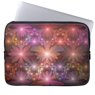 Housse Pour Ordinateur Portable Lit De Fleurs Coloré brillant Abstrait Fractage Ar