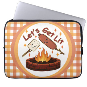 Housse Pour Ordinateur Portable Lit Firepit - mignon Marshmallow & Hot Dog