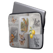 Housse Pour Ordinateur Portable Livres anciens, oiseaux et papillons (devant gauche)