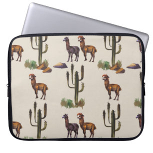 Housse Pour Ordinateur Portable Llama alpaca faune, motif d'aquarelle.
