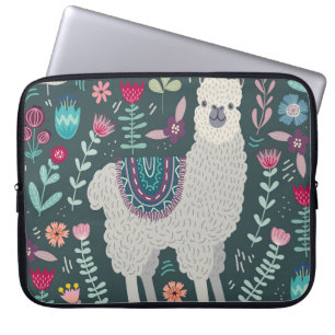 Housse Pour Ordinateur Portable Llama florale : Doodles Vintages tirés à la main