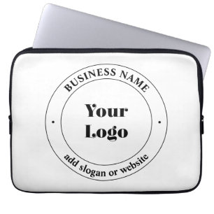 Housse Pour Ordinateur Portable Logo d'entreprise et texte promotionnel Blanc