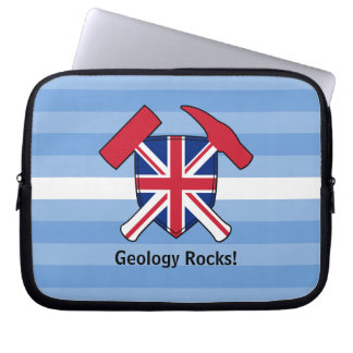 Housse Pour Ordinateur Portable Logo du marteau de pierre du géologue avec drapeau