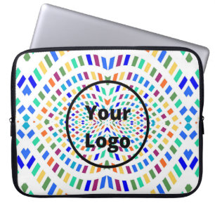 Housse Pour Ordinateur Portable Logo personnalisé rectangles ondulés et colorés su