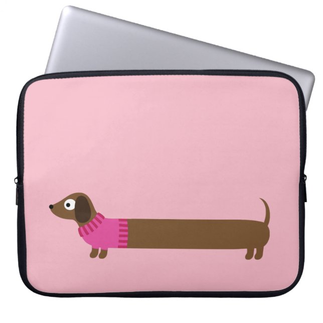 Housse Pour Ordinateur Portable Longue illustration mignonne de teckel (Devant)