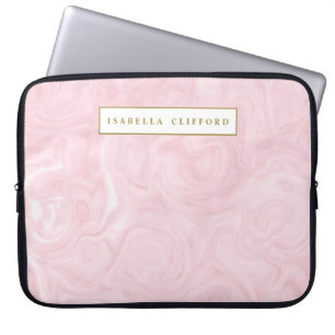 Housse Pour Ordinateur Portable L'or rose de faux d'or d'agate féminine ajoutent