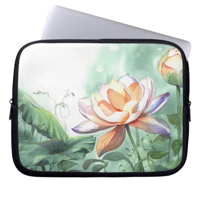 Housse Pour Ordinateur Portable Lotus Aquarelle (Devant)