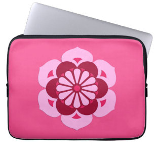 Housse Pour Ordinateur Portable Lotus Flower Mandala, Fuchsia Pink et Bourgogne