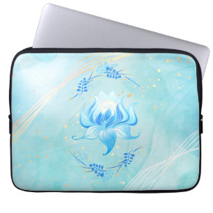 Housse Pour Ordinateur Portable Lotus sarcelle tranquille – Fleur botanique radieu