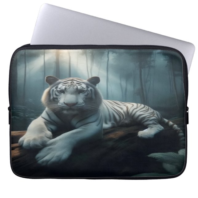 Housse Pour Ordinateur Portable Lounging White Tiger Laptop Sleeve (Devant)