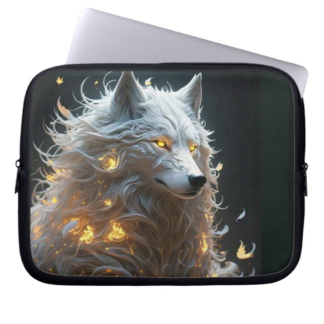 Housse Pour Ordinateur Portable Loup magique blanc (Devant)