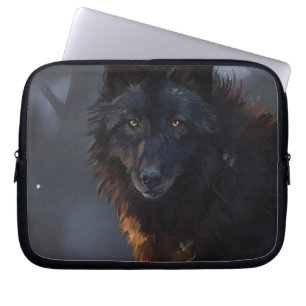 Housse Pour Ordinateur Portable Loup noir