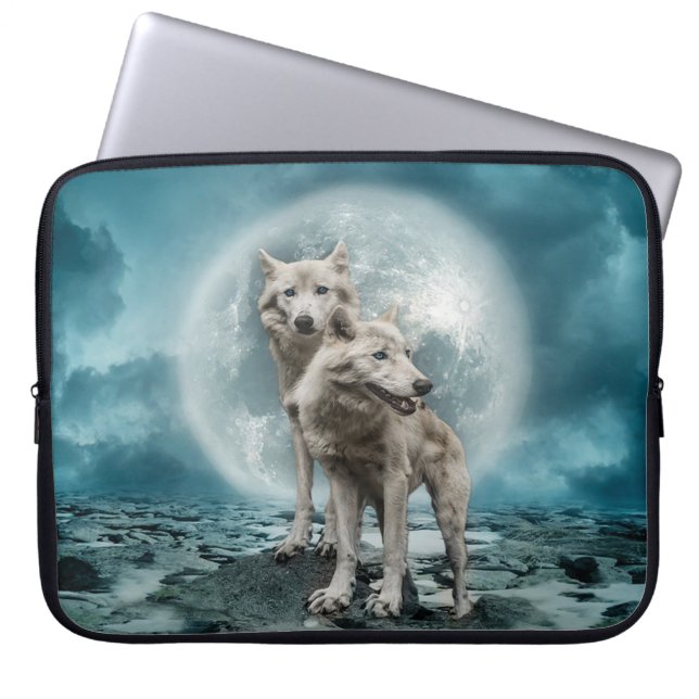 Housse Pour Ordinateur Portable Loups blancs (Devant)