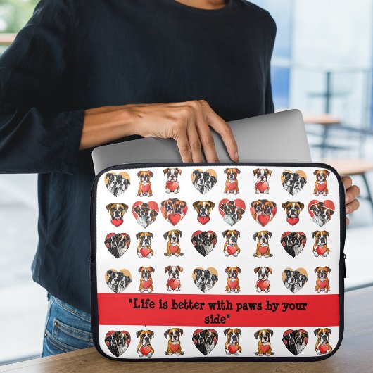 Housse Pour Ordinateur Portable Love Boxer Chien Romantique Aquarelle Electronique