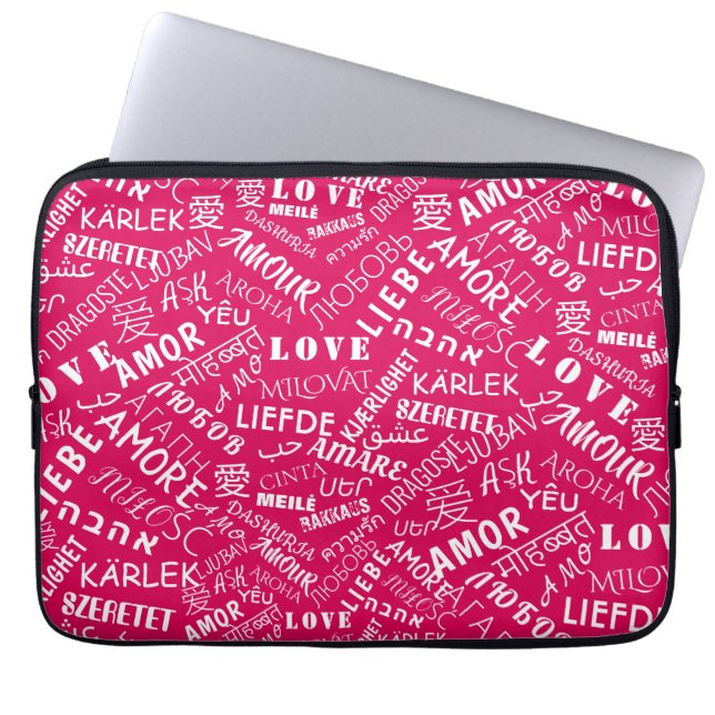 Housse Pour Ordinateur Portable LOVE - Multi Language - Personnalisable Internatio (Devant)