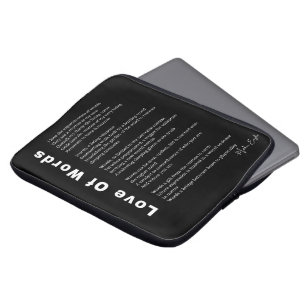 Housse Pour Ordinateur Portable Love Of Words poème poésie mur art poster noir