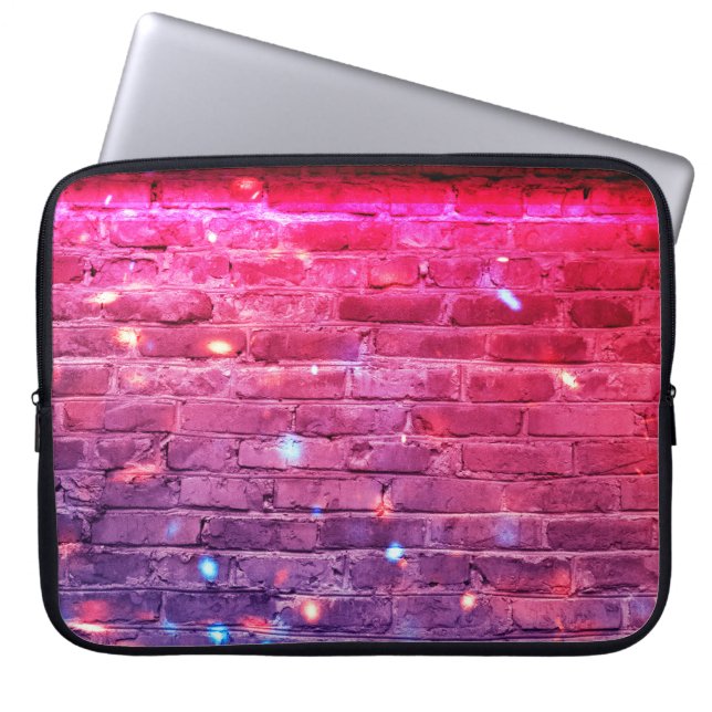 Housse Pour Ordinateur Portable Lumière néon : mur de brique vide. (Devant)
