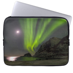 Housse Pour Ordinateur Portable Lumières du Nord Plage de Haukland Île Norvège