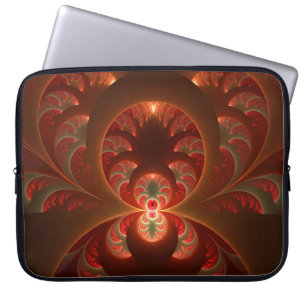 Housse Pour Ordinateur Portable Lumineux abstrait moderne orange rouge Fractale