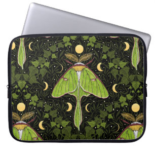 Housse Pour Ordinateur Portable Luna moth, phases de lune et damas de lierre 2