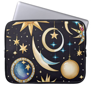 Housse Pour Ordinateur Portable Lune Et Étoiles Céleste