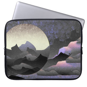Housse Pour Ordinateur Portable Lune et montagnes fantaisistes Art abstrait