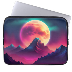 Housse Pour Ordinateur Portable lune montante entre les montagnes