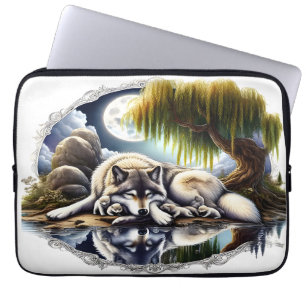 Housse Pour Ordinateur Portable Lune Sérénité Un Loup Slumpteur