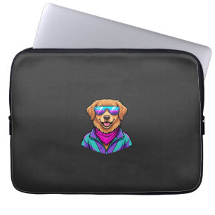 Housse Pour Ordinateur Portable Lunettes de soleil pour chien mignon Art néon rétr