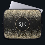 Housse Pour Ordinateur Portable Luxe Gold Black Girly Parties scintillant moderne<br><div class="desc">Parties scintillant moderne et élégante or et noir Faux  et Élégant Parkle Elegant Monogrammed Initials Coque. Ce coque peut être customisé pour inclure votre nom initial et prénom.</div>