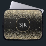 Housse Pour Ordinateur Portable Luxe Gold Black Girly Parties scintillant moderne<br><div class="desc">Parties scintillant moderne et élégante or et noir Faux  et Élégant Parkle Elegant Monogrammed Initials Coque. Ce coque peut être customisé pour inclure votre nom initial et prénom.</div>