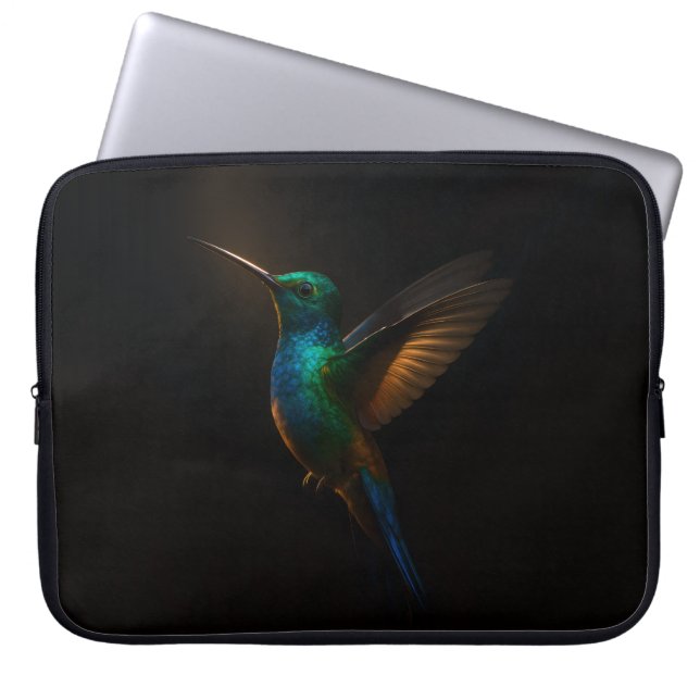 Housse pour ordinateur portable Luxe Noir, Colibri (Devant)
