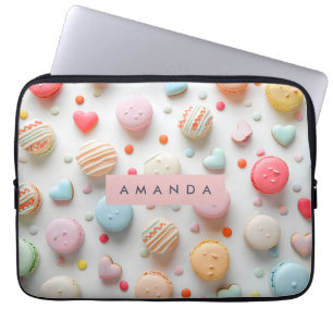 Housse Pour Ordinateur Portable Macaron et cœur de bonbon pastel ludique personnal