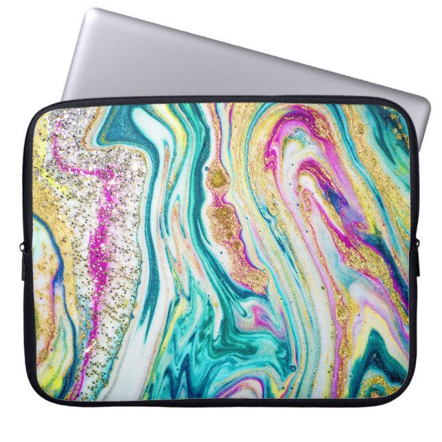 Housse Pour Ordinateur Portable Magic Marbling : Metallic Paint Design. (Devant)