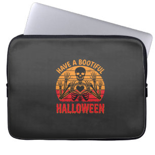 Housse Pour Ordinateur Portable Magnifique cœur de squelette d'Halloween Rétro Cou
