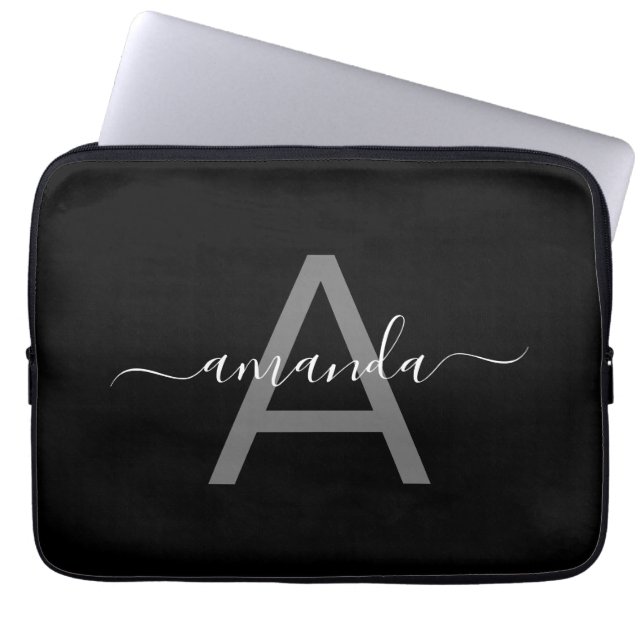 Housse Pour Ordinateur Portable Magnifique Élégant Ajouter Votre Nom & Monogramme  (Devant)