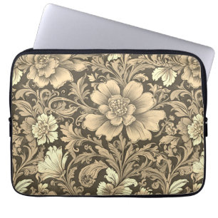 Housse Pour Ordinateur Portable Magnifique motif floral sépia vintage