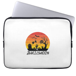 Housse Pour Ordinateur Portable Main de zombie Halloween Pierre tombale Arbre Chat