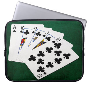 Housse Pour Ordinateur Portable Mains de poker - Brosse royale - Costume de clubs